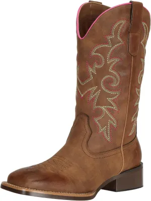J's.o.l.e Fashion Cowboy Boots For Women Square Toe Wide Mid Calf Western Cowgirl Boots