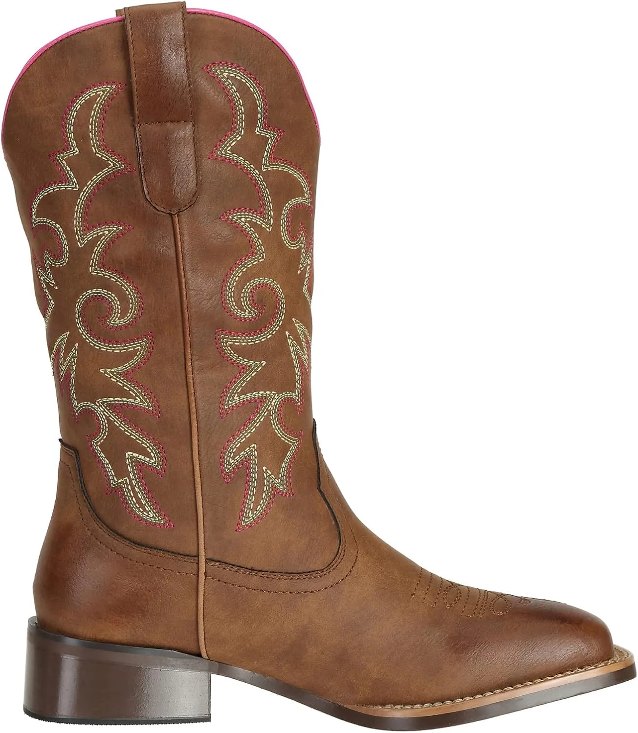 J's.o.l.e Fashion Cowboy Boots For Women Square Toe Wide Mid Calf Western Cowgirl Boots