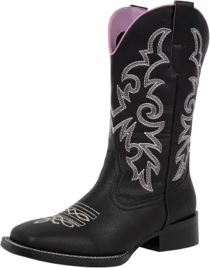 J's.o.l.e Fashion Cowboy Boots For Women Square Toe Wide Mid Calf Western Cowgirl Boots