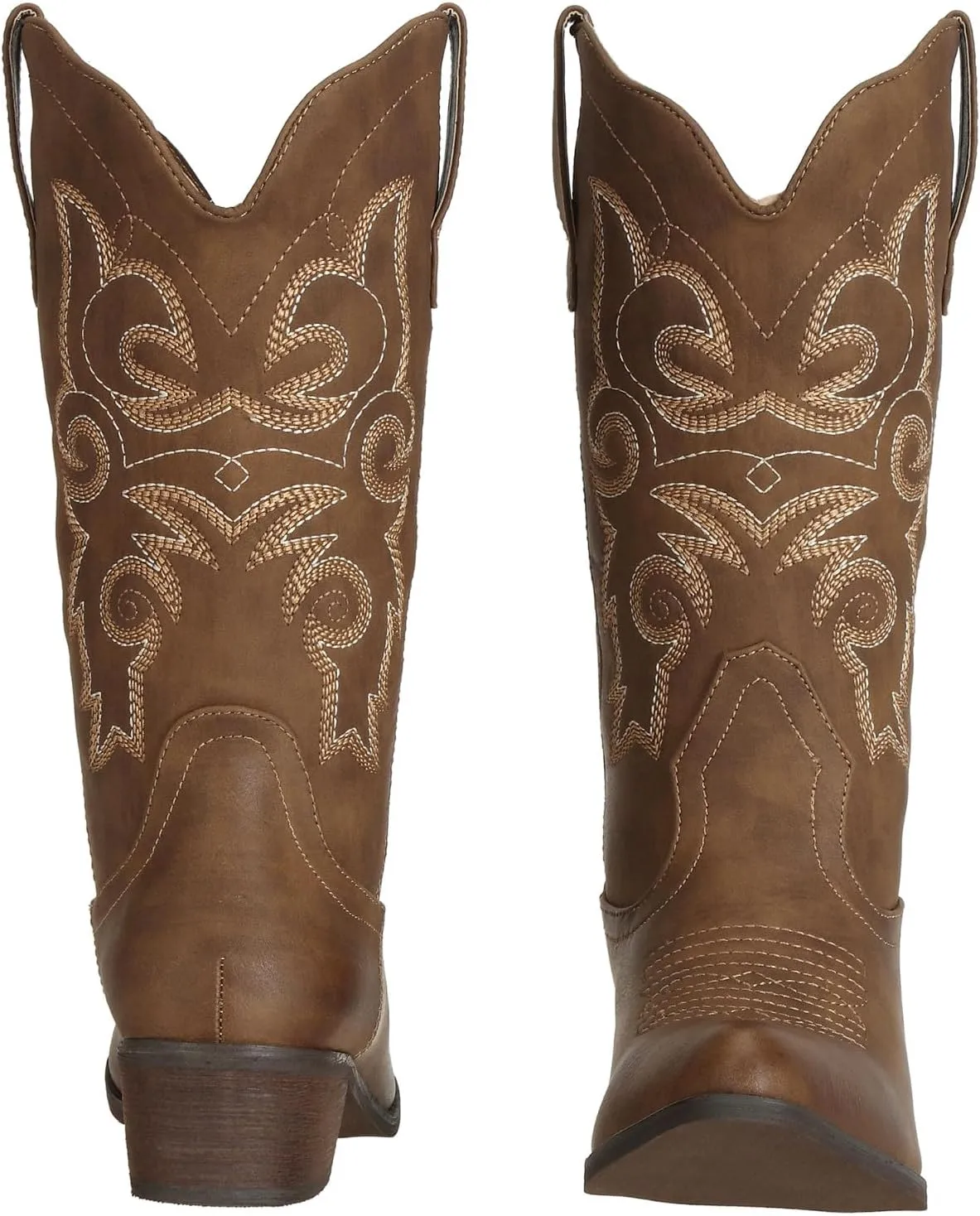 J's.o.l.e Western Cowgirl Cowboy Boots for Women Mid Wide Calf Pointed Toe Riding Country Brown Black Boots