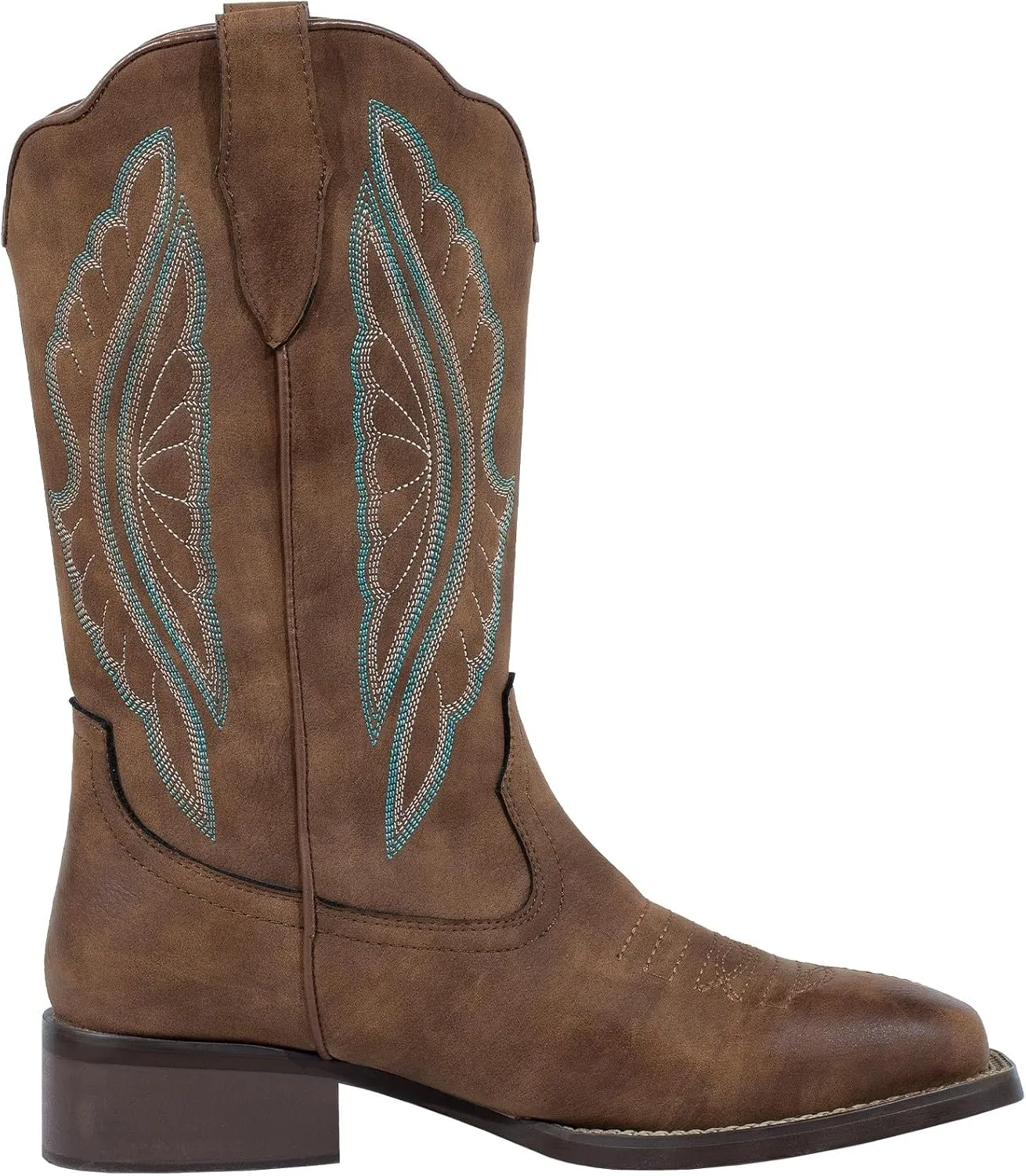 J's.o.l.e Women's Cowboy Boots Square Toe Wide Calf Cowgirl Boots Western Work Boots Embroidered