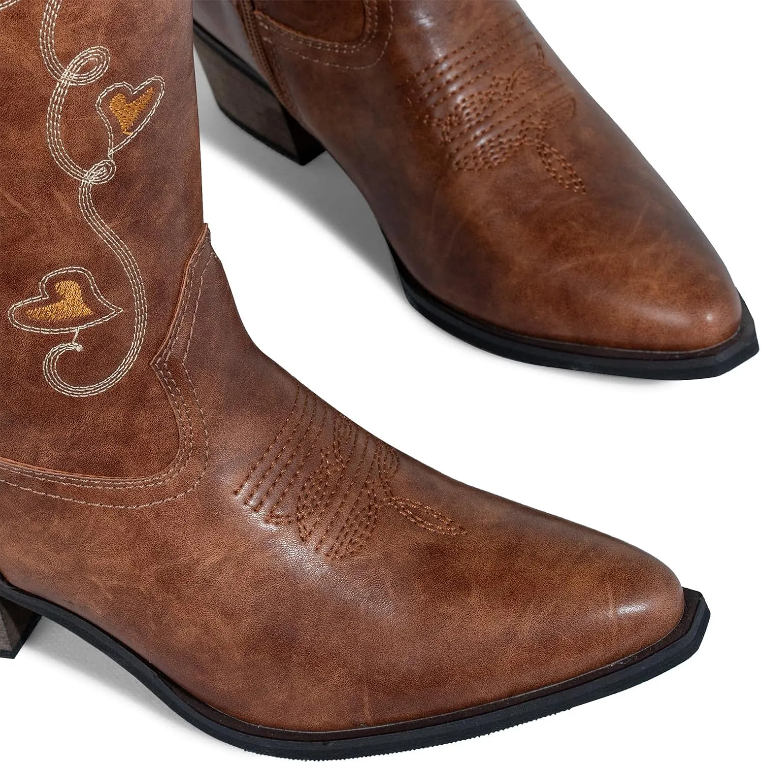 J's.o.l.e Women's Knee High Cowboy Boots Wide Calf Snip Toe Fashion Western Cowgirl Boots