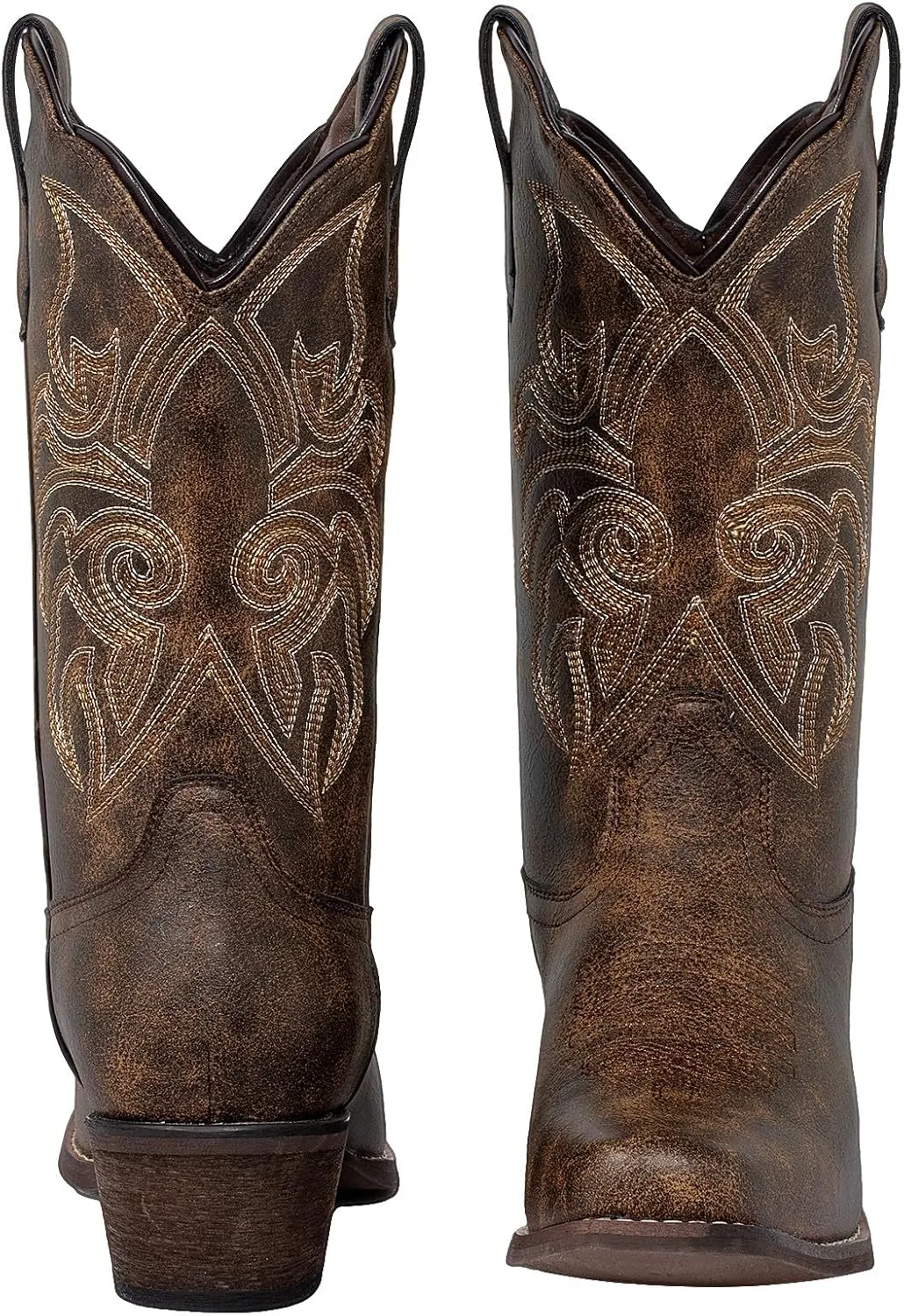 J's.o.l.e Women's Square Toe Cowboy Boots Mid Wide Calf Distressed Western Cowgirl Boots