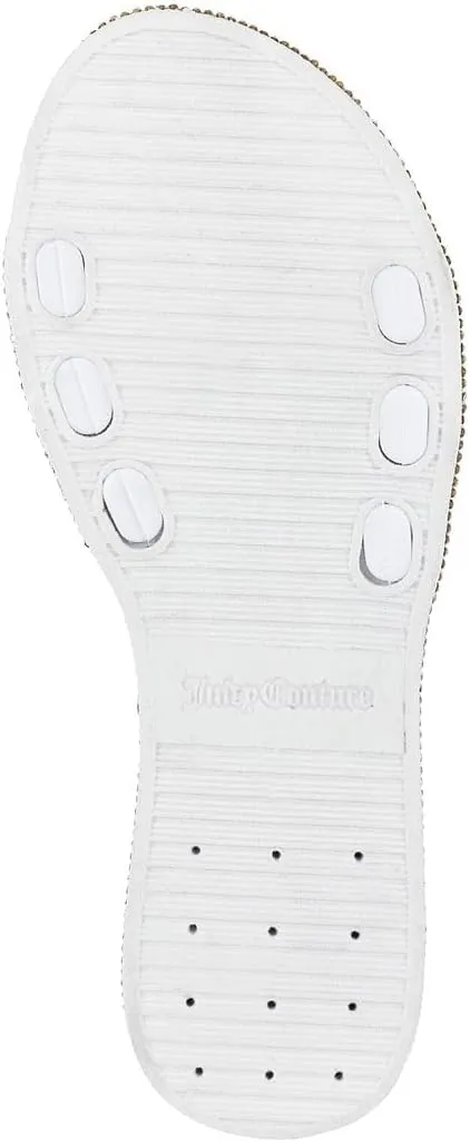 Juicy Couture Women's Slide Sandals - Glitter Bling Open Toe Sparkle Flats - Dressy Summer Casual Footwear
