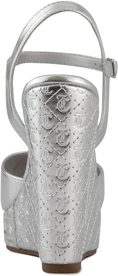 Juicy Couture Women's Wedge Sandals Featuring an Open Toe and Chic Stylish Buckle Detail on Platform