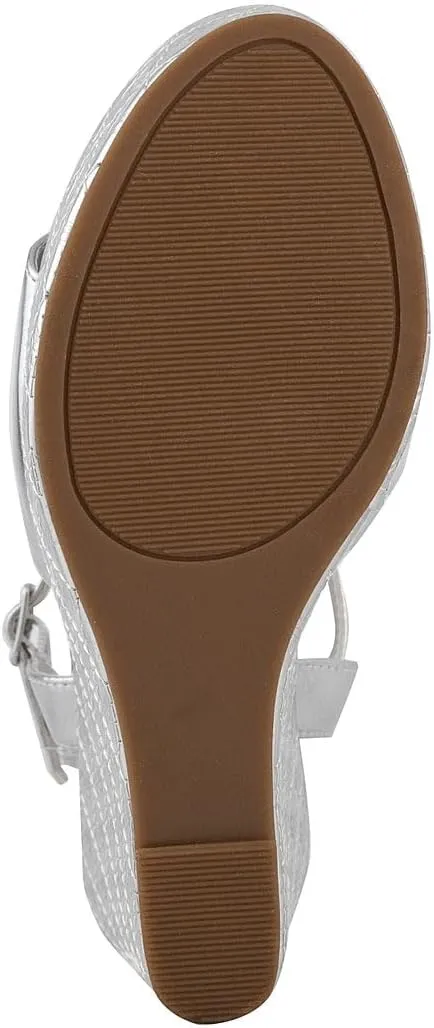 Juicy Couture Women's Wedge Sandals Featuring an Open Toe and Chic Stylish Buckle Detail on Platform