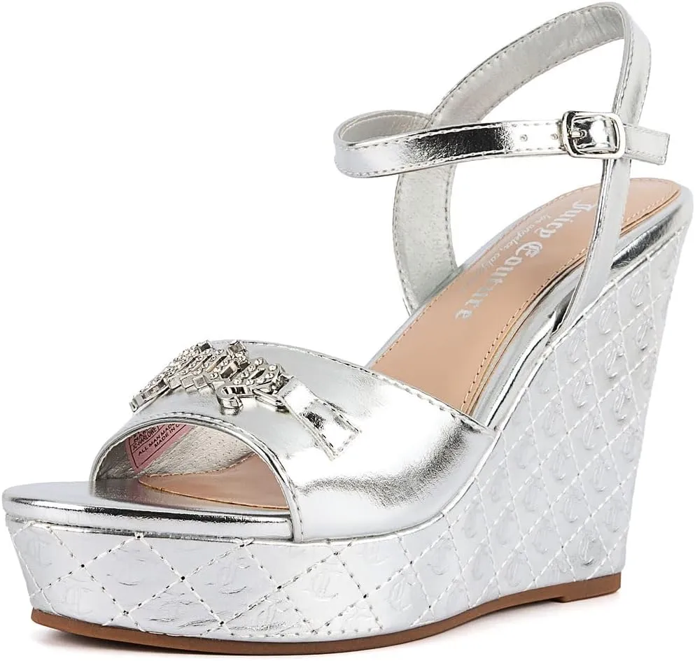 Juicy Couture Women's Wedge Sandals Featuring an Open Toe and Chic Stylish Buckle Detail on Platform