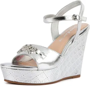 Juicy Couture Women's Wedge Sandals Featuring an Open Toe and Chic Stylish Buckle Detail on Platform