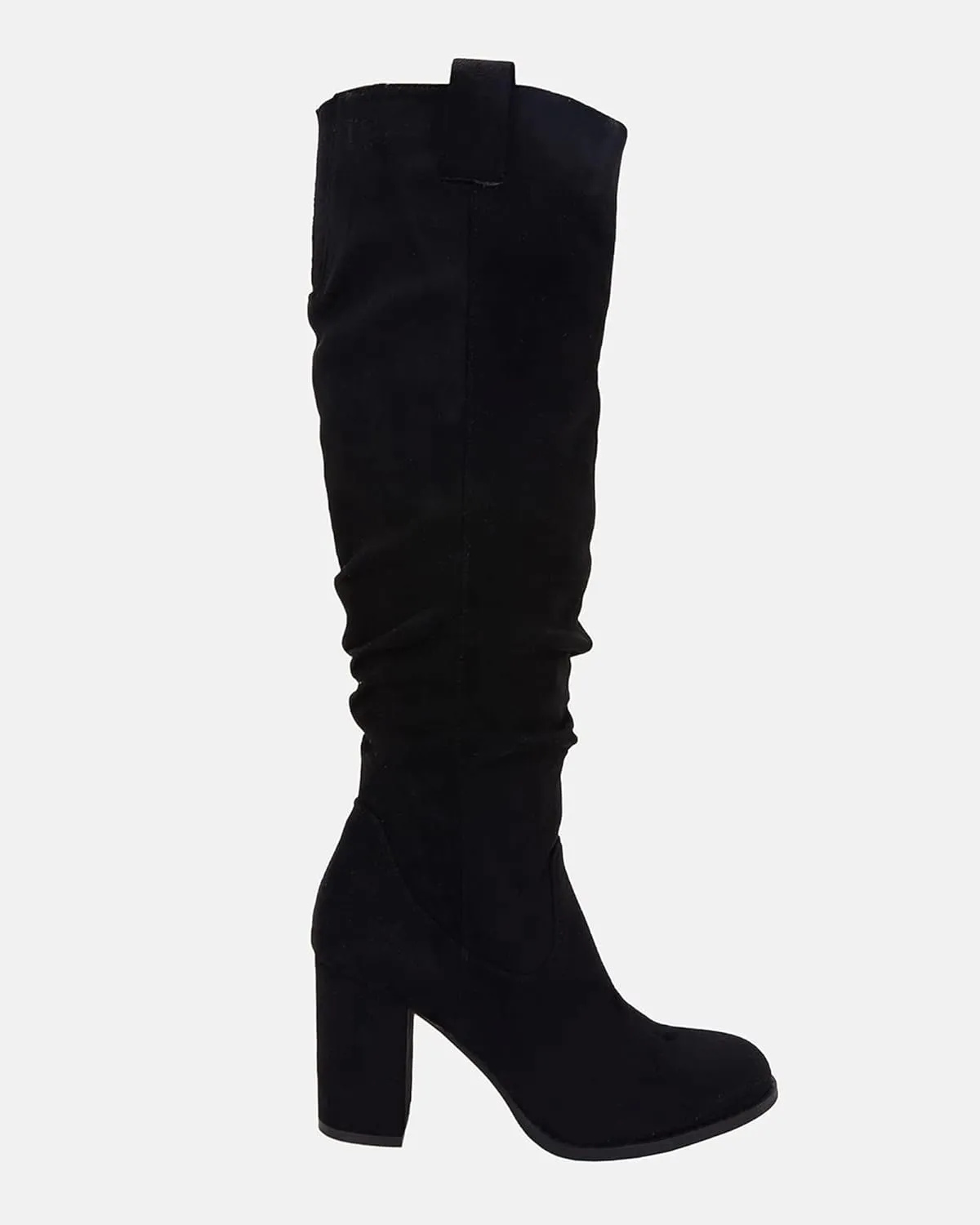 Juliet Holy Women's Knee High Boots Chunky Block Heel Wide Calf Round Toe Side Zipper Fashion Dress Boot