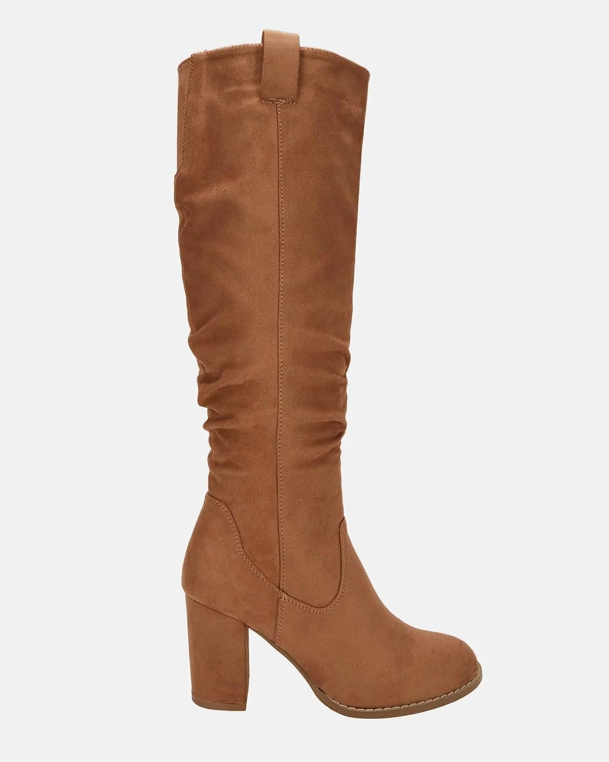 Juliet Holy Women's Knee High Boots Chunky Block Heel Wide Calf Round Toe Side Zipper Fashion Dress Boot