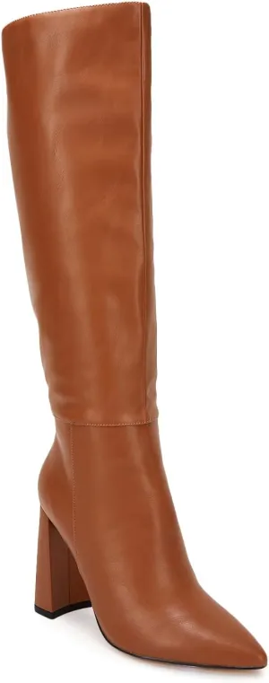 Juliet Holy Womens Pointed Toe Knee-high Boot Wide Calf Chunky Block Side Zipper Go-go Boots
