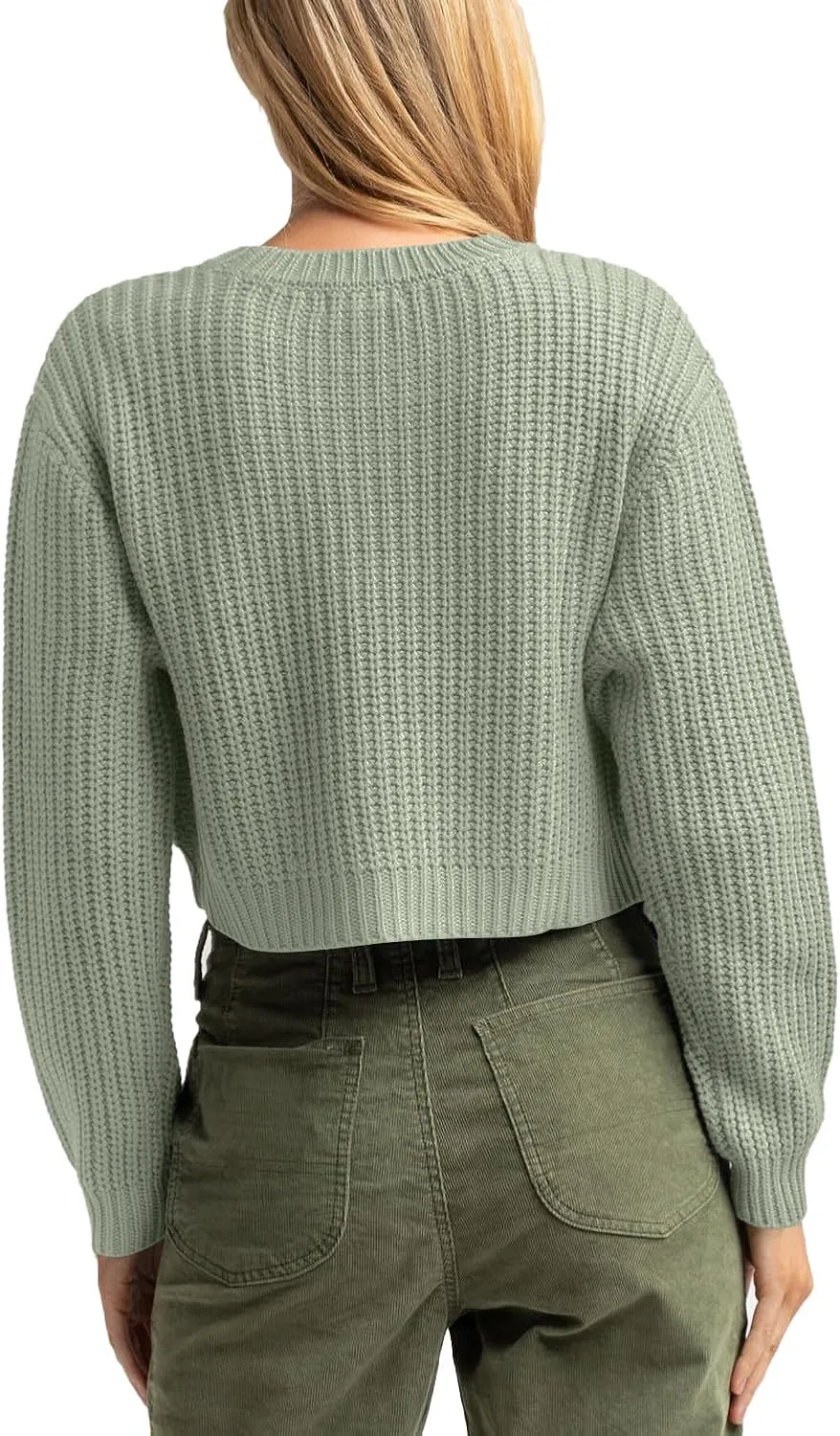 Jumppmile Women's Cropped Sweater Knit Long Sleeve Crewneck Soft Pullover Sweater Top