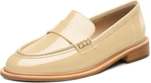 JUSTDANNI Loafers for Women Slip On Shoes with Round Toe 1.2-Inch Low Chunky Block Heel Patent Comfortable Casual Dress Pump Shoes for Wedding Party Work Shopping Dating