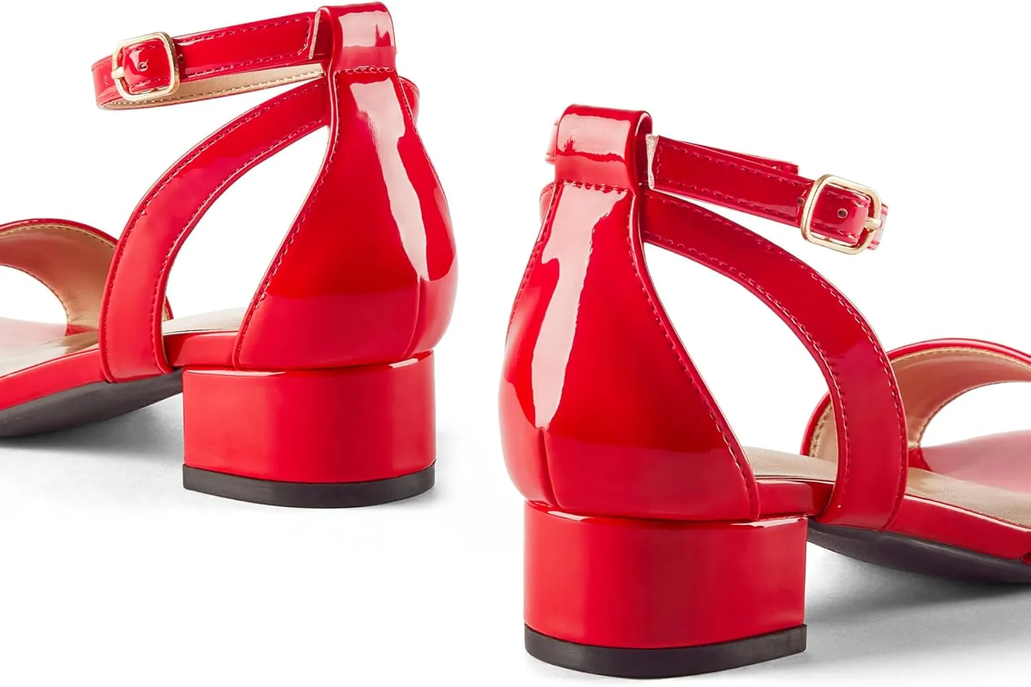 K KomForme Girls Sandals Low Chunky Heels Dress Pumps Ankle Strap Open Toe Flower Wedding Party Dress Shoes for Toddler/Little Kid/Big Kid