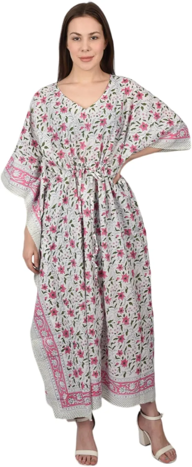 Kaftan Dresses for Women Ethnic Floral Prints Free Size Kaftans for Women