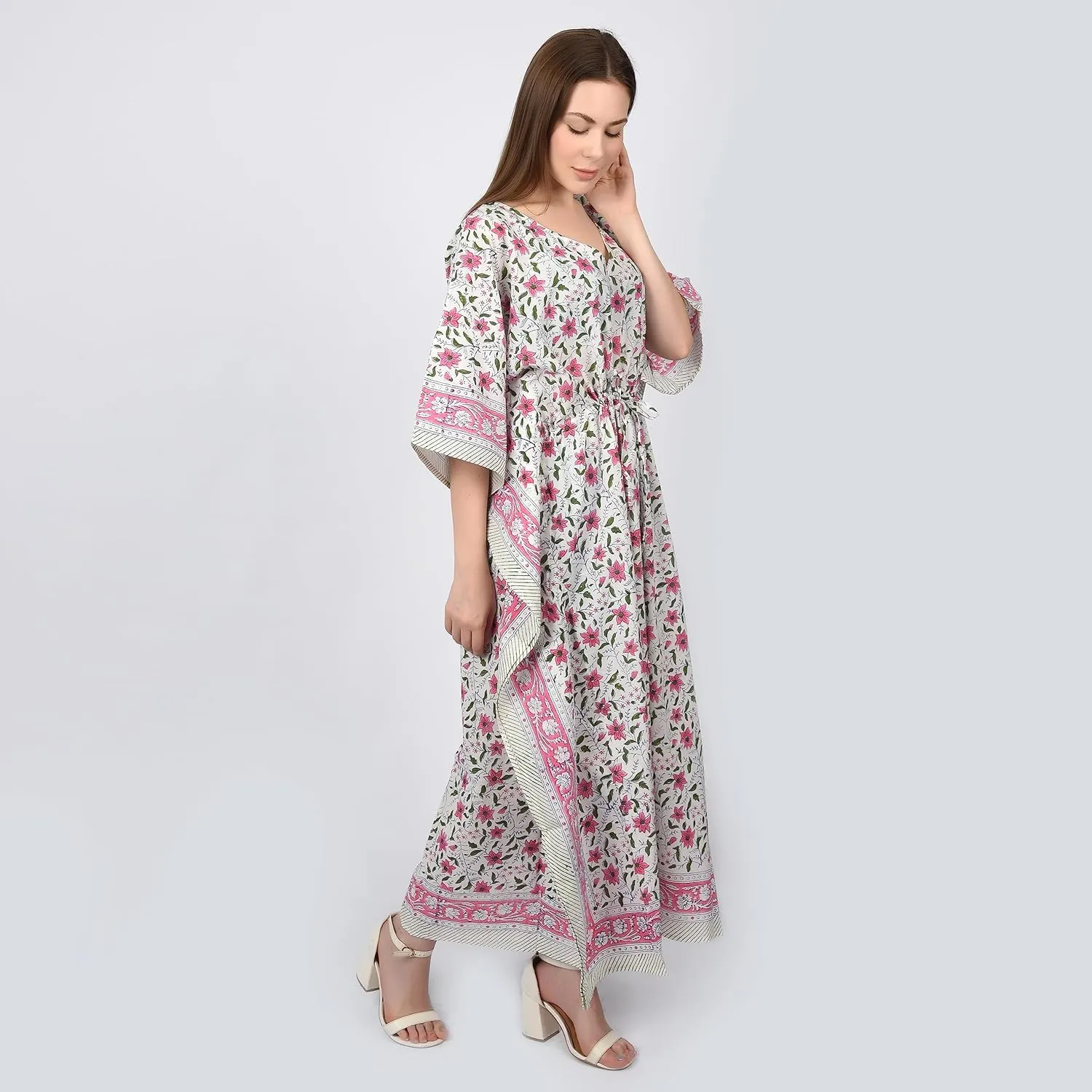 Kaftan Dresses for Women Ethnic Floral Prints Free Size Kaftans for Women