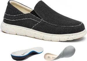 Kelway Mens Slip On Shoes with 2 Pairs of Insoles, Arch Support Loafers Orthopedic Casual Boat Shoes/Recycled Outsole/Non-Slip/Breathable/Wide Toe Box