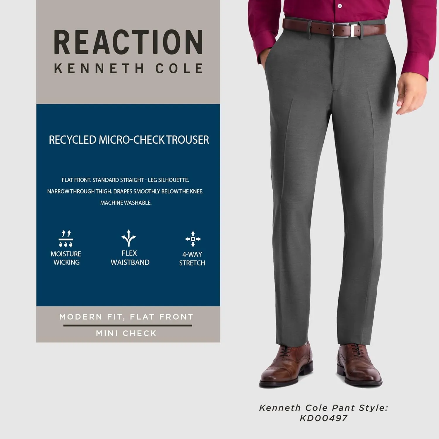 Kenneth Cole REACTION Men's Modern Fit Stretch Dress Pant