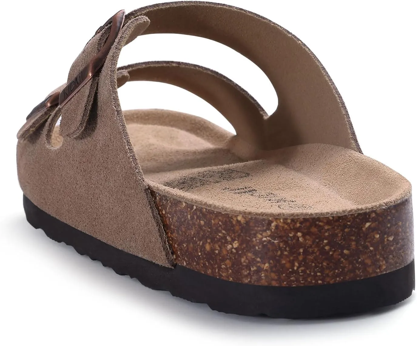 KIDMI Women's Genuine Suede Sandals Cork Footbed Summer Adjustable Slide Sandals