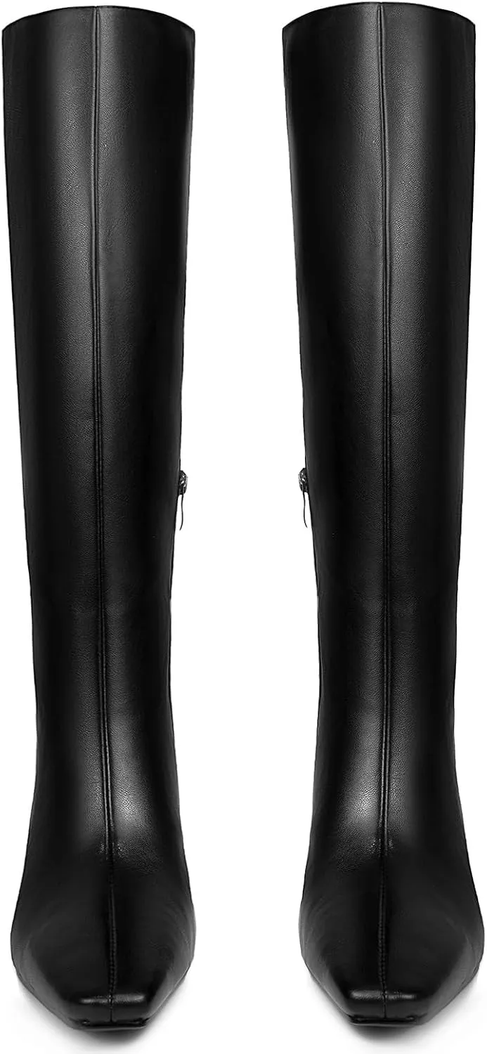 Knee High Boots Women Pointed Square Toe Tall Boots low kitten Heel Long boots