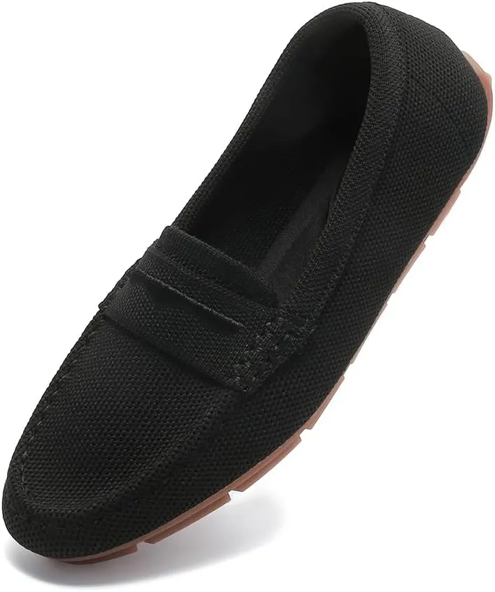 Knit Loafers for Women Comfortable Casual Slip On Driving Flats Shoes Comfortable Walking Boat Shoes