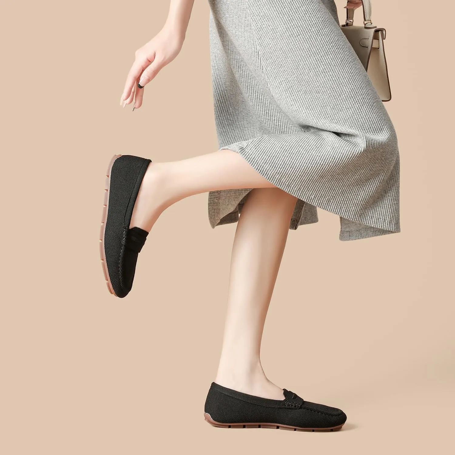 Knit Loafers for Women Comfortable Casual Slip On Driving Flats Shoes Comfortable Walking Boat Shoes