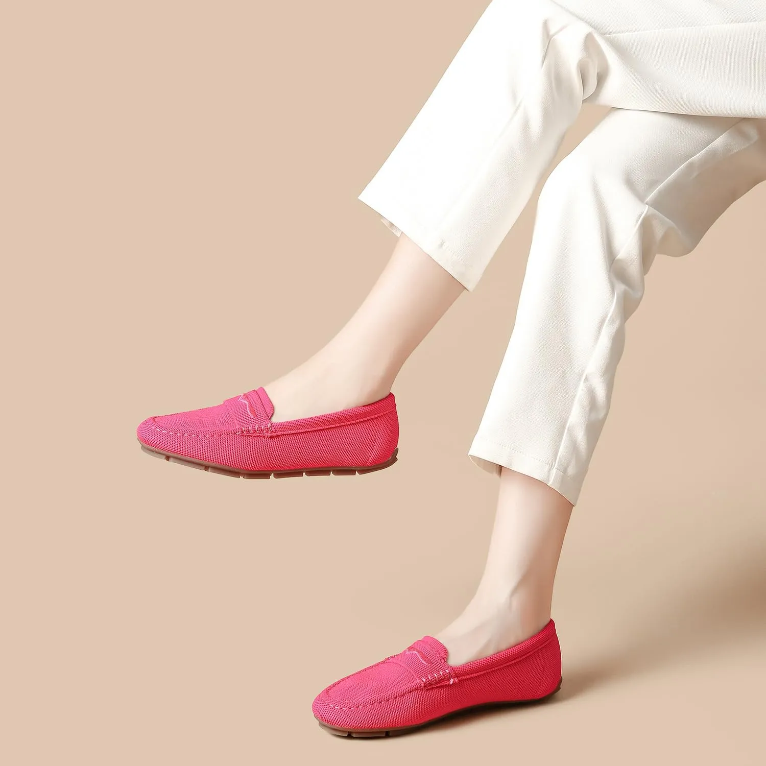 Knit Loafers for Women Comfortable Casual Slip On Driving Flats Shoes Comfortable Walking Boat Shoes