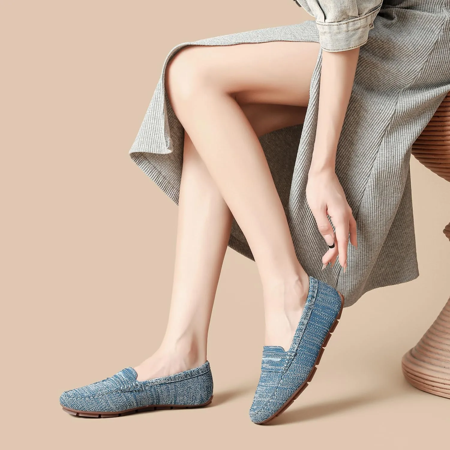 Knit Loafers for Women Comfortable Casual Slip On Driving Flats Shoes Comfortable Walking Boat Shoes