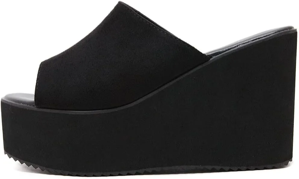 KOKOMOMO Womens Wedges Heels Platform Peep Open Toe Mules Wedge Slide Sandals Summer Beach Shoes