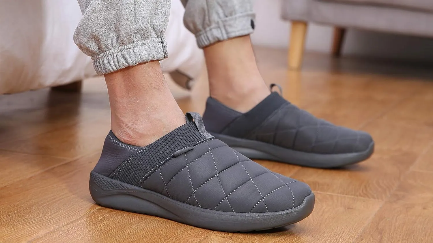 KUBUA Slippers for Men and Womens Indoor House Shoes Plush Slip on Outdoor Garden Loafers