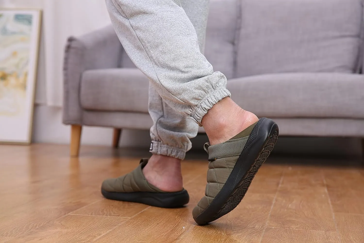 KUBUA Slippers for Men and Womens Indoor House Shoes Plush Slip on Outdoor Garden Loafers