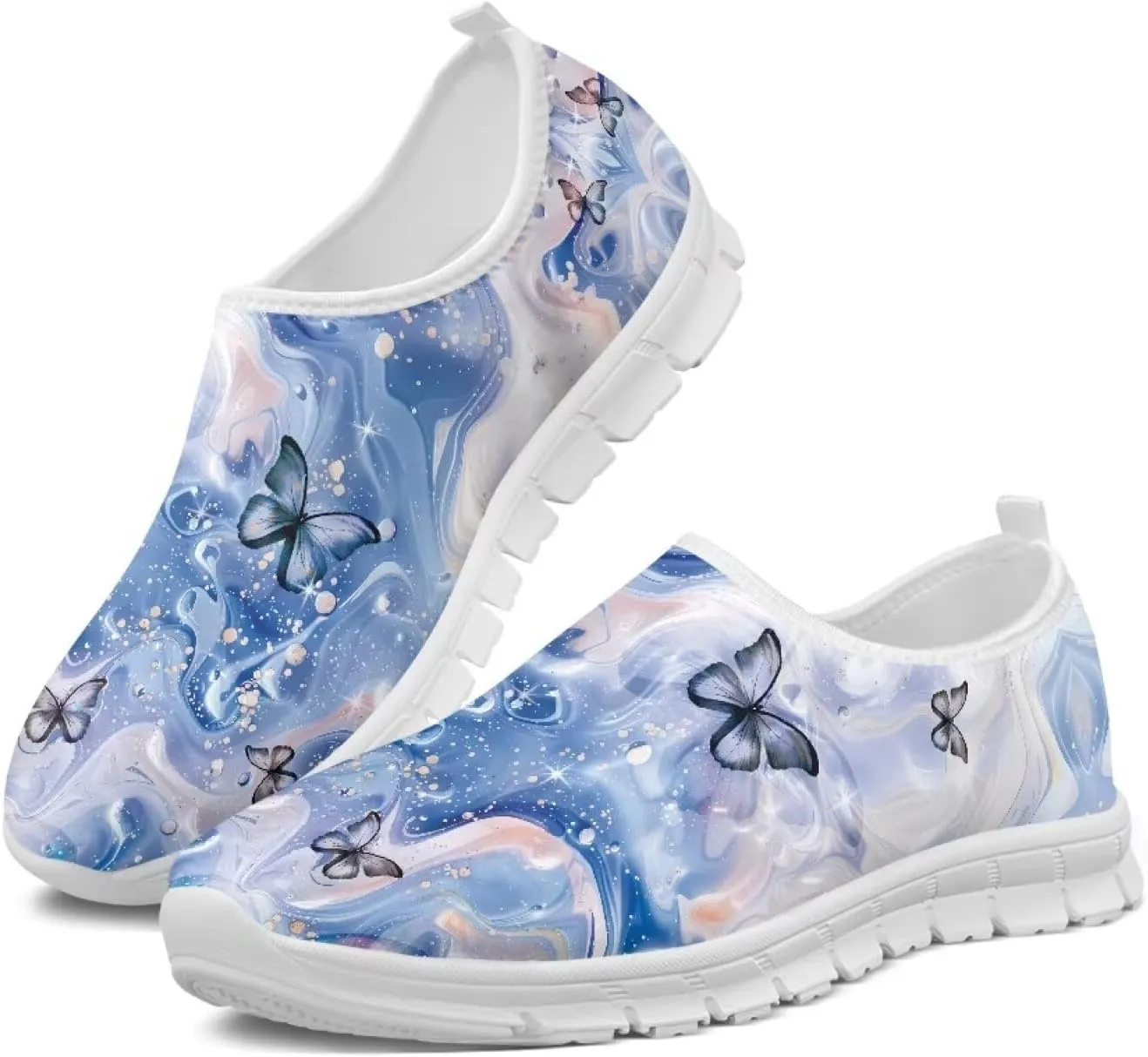 Ladies Walking Shoes Lightweight Tennis Sneakers Casual Mesh Slip On Athletic Breathable Running Shoes