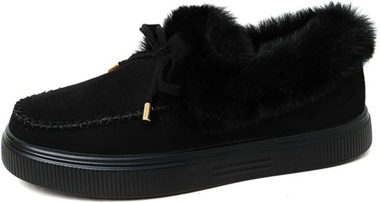 Ladmiple Boots For Women Ankle Booties Winter Snow Boots Warm Comfortable Slip On Outdoor Fur Lined Thickening Walking Shoes