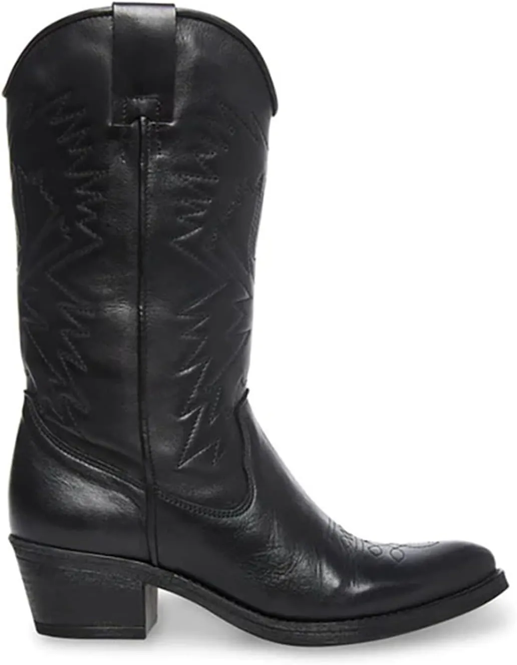 Ladmiple Cowboy Boots For Women Knee High Wide Calf Cowgirl Embroidered Western Chunky Heel Stitching Pull On Boots