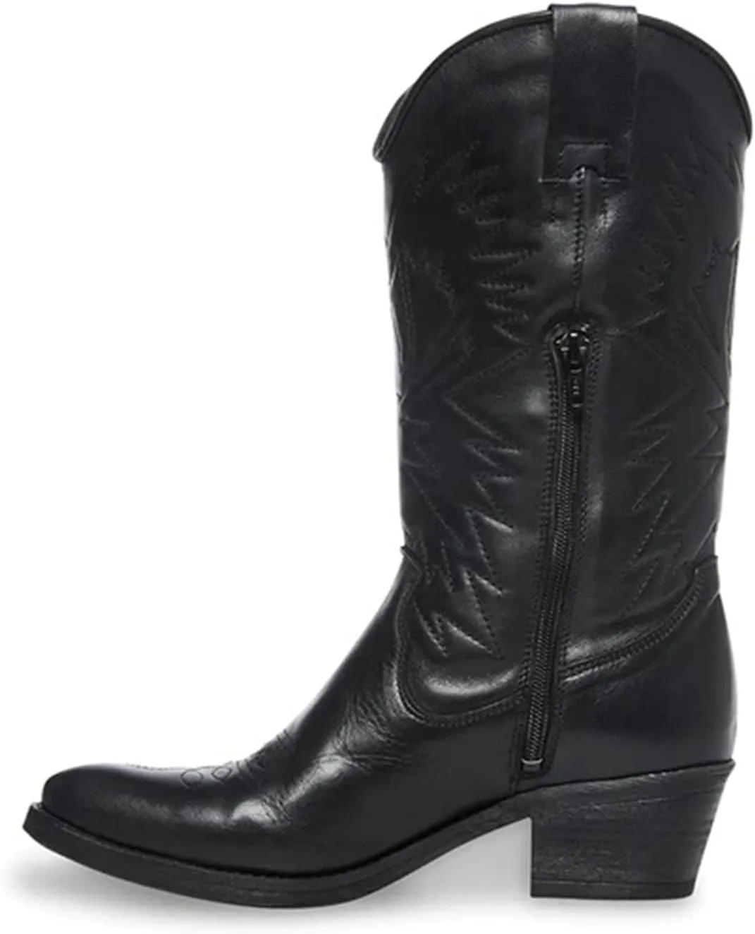 Ladmiple Cowboy Boots For Women Knee High Wide Calf Cowgirl Embroidered Western Chunky Heel Stitching Pull On Boots