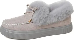 Ladmiple Snow Boots For Women Wide Width Winter Warm Booties Fur Lined Anti-Slip Outdoor Comfort Lace Up Ankle Booties