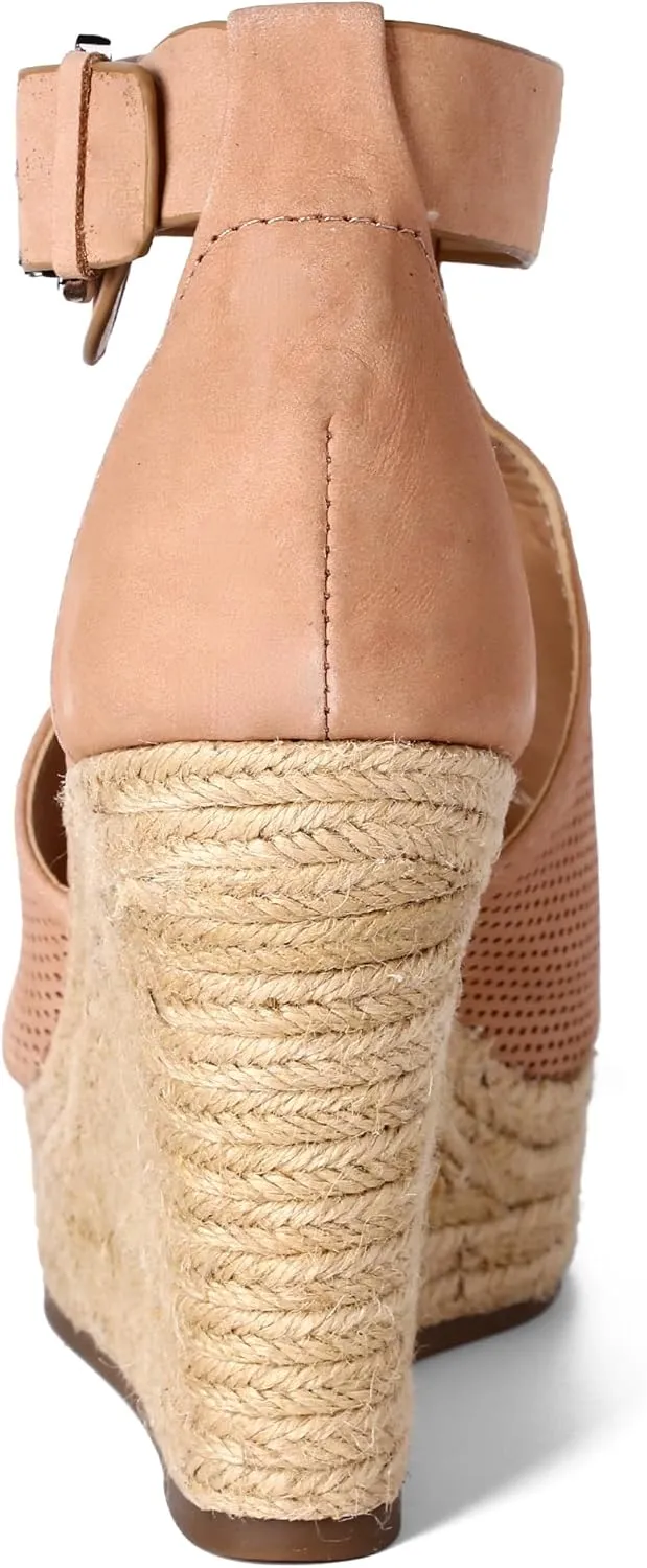 landing craft Women's Peep Toe Platform Sandals Summer Adjustable Buckle Ankle Strap Espadrilles Wedge Sandals