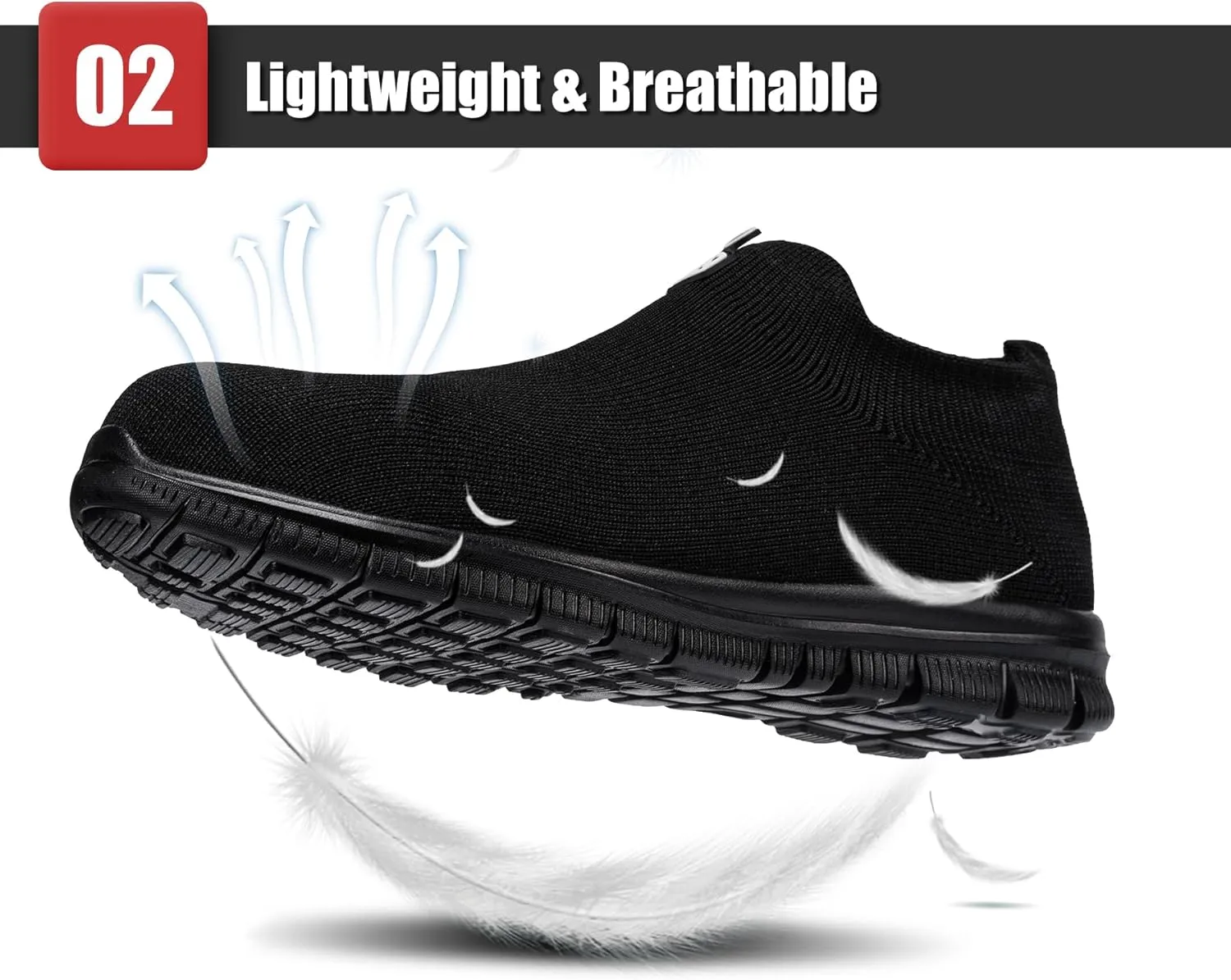LARNMERN Slip On Steel Toe Shoes Men Women Safety Work Shoes Wide Lightweight Comfortable Walking Sneakers Construction Running Tennis Footwear Casual Loafers,Black