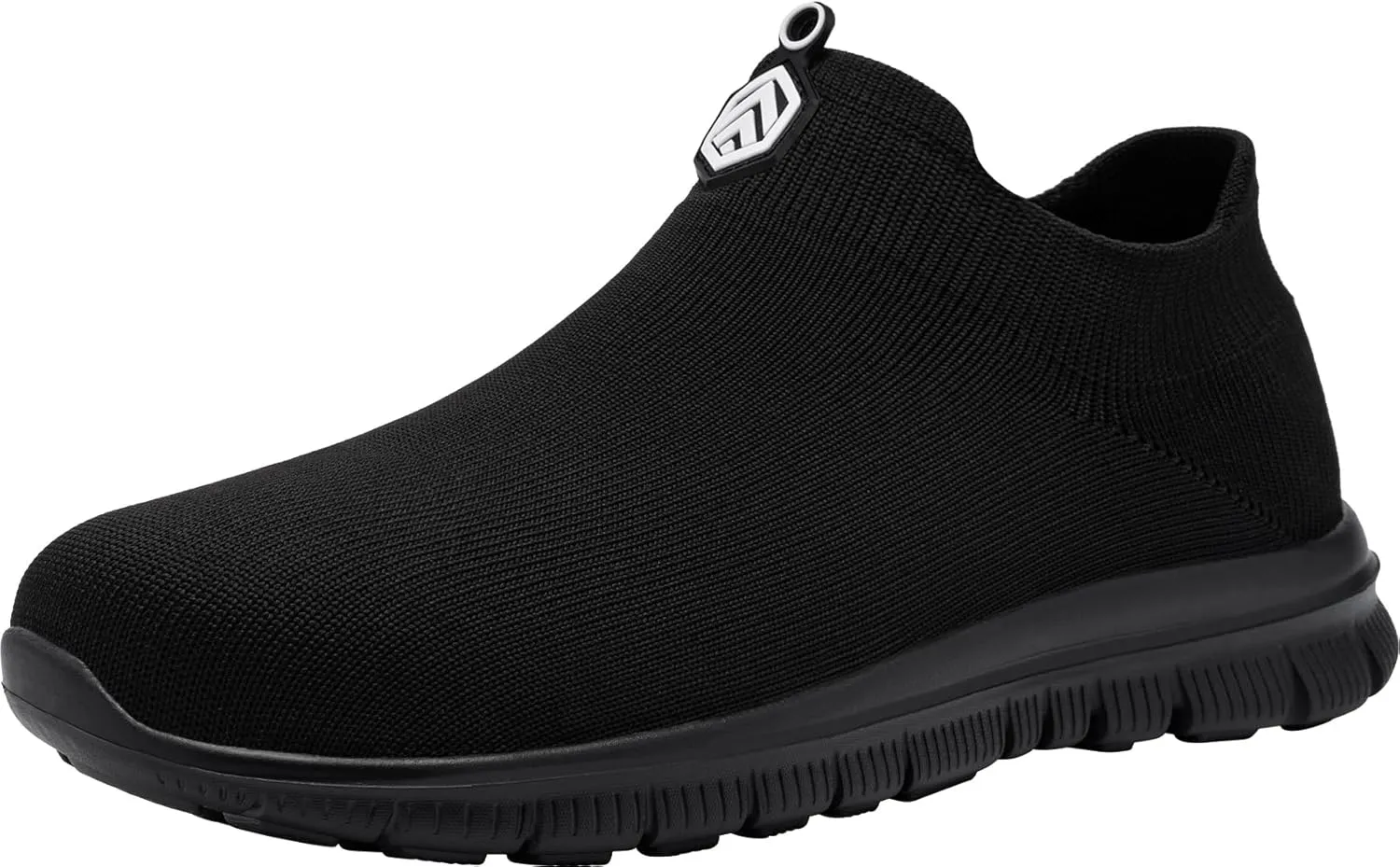 LARNMERN Slip On Steel Toe Shoes Men Women Safety Work Shoes Wide Lightweight Comfortable Walking Sneakers Construction Running Tennis Footwear Casual Loafers,Black
