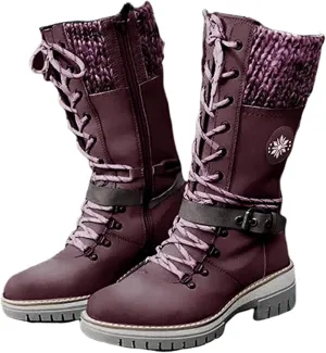 Lausiuoe Boots For Women Low Heel Mid Calf Pull On Winter Boots Side Zip Slouchy Western Cowboy Booties Non Slip Outdoor Shoes
