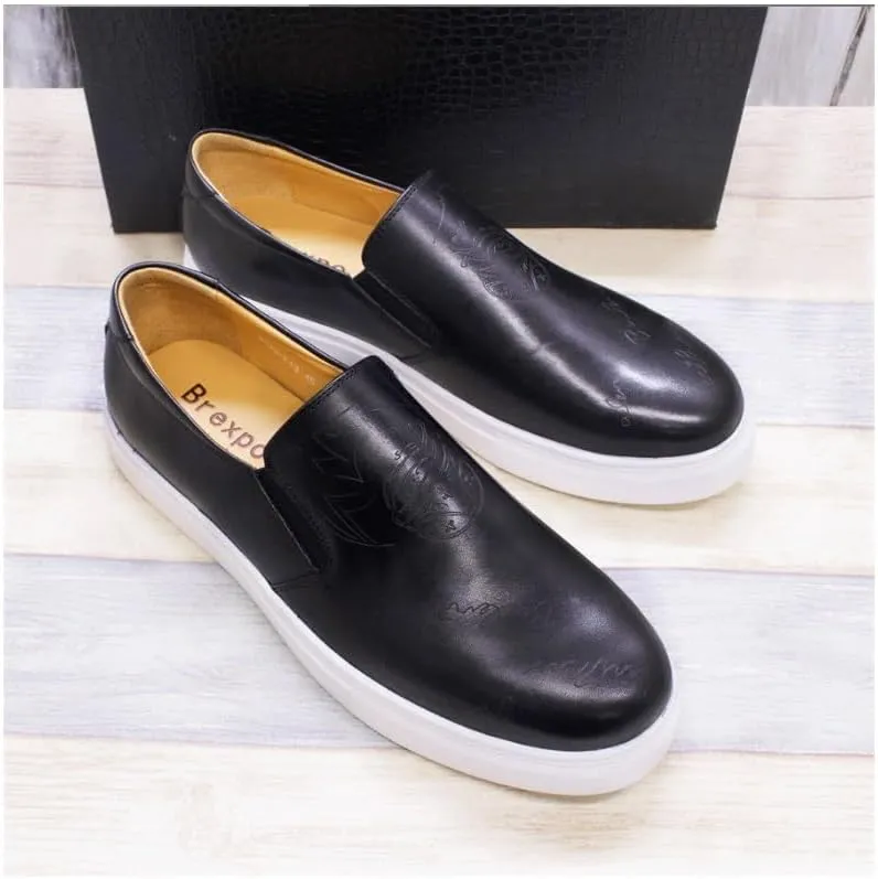 Leather Casual Sneakers for Mens Slip On Fashion Shoes for Formal Business Office Church Men's Dress Shoes Comfort Soft