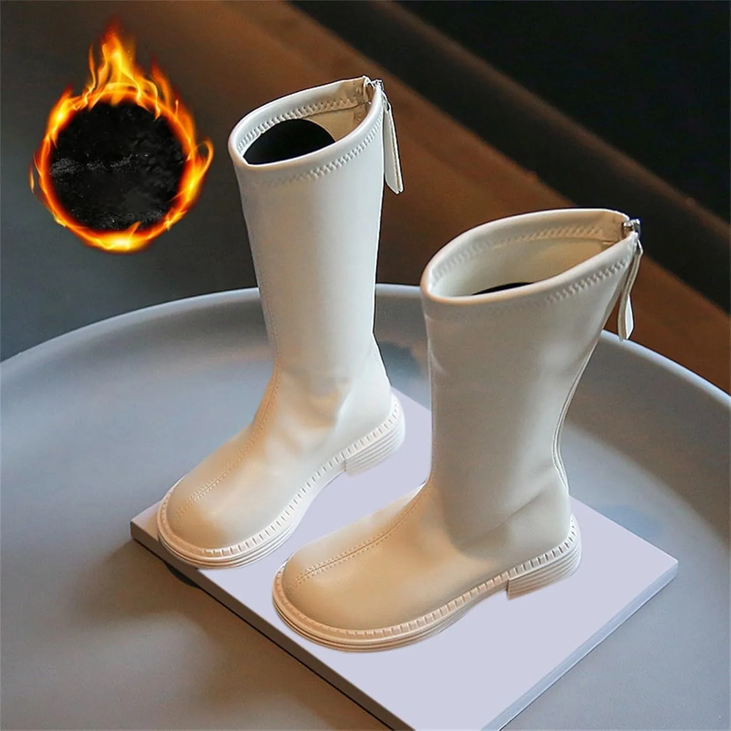Leather Soft Boots For Girls Kids Childrens Side Zipper Dress Dance Shoes Outdoor Long Non Slip Warm 𝐖aterproof Shoes