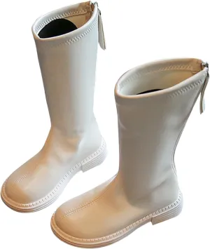 Leather Soft Boots For Girls Kids Childrens Side Zipper Dress Dance Shoes Outdoor Long Non Slip Warm 𝐖aterproof Shoes