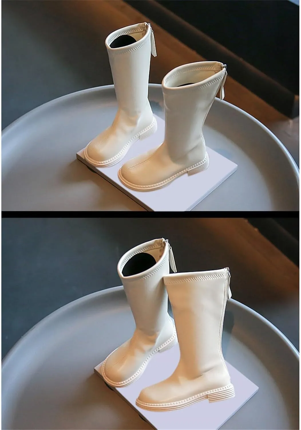Leather Soft Boots For Girls Kids Childrens Side Zipper Dress Dance Shoes Outdoor Long Non Slip Warm 𝐖aterproof Shoes