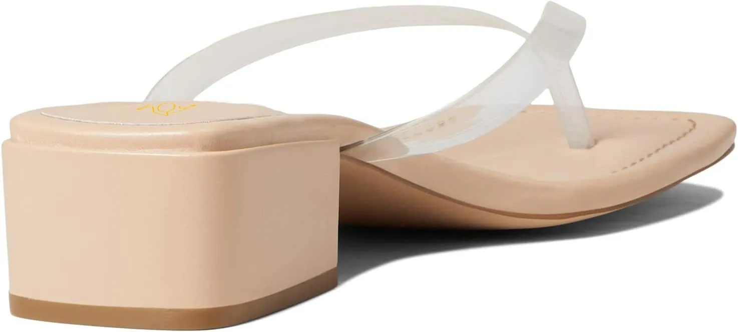 LEHOOR Women Chunky Heel Square Toe Flip Flops Comfort Slip On Heeled Thong Flip Flops 2 Inch Low Block Heel Dress Slippers Sandals Clear T-Strap Work Slides Casual Summer Beach Heels 4-11 M US