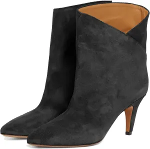 LEHOOR Women Kitten Heel Ankle Boots Wide Calf Pointed Toe Slouchy Western Cowgirl Boots Pull On Low Heel Dress Combat Booties Low Cut Ladies Dressy Casual Comfortable Winter Fall Shoes 4-11 M US