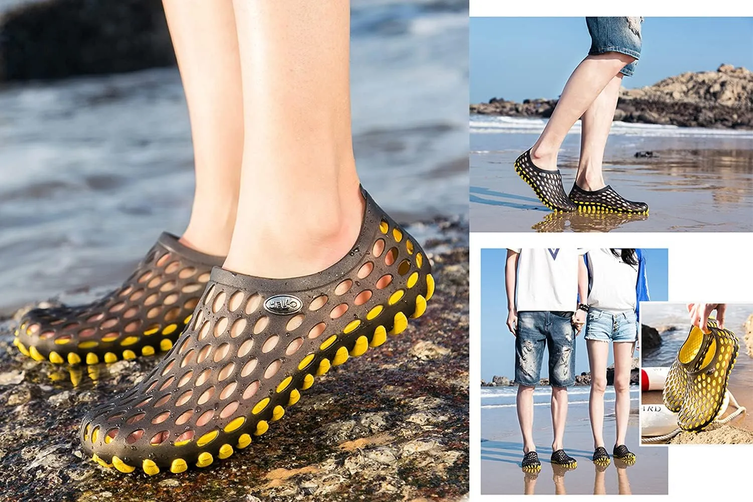 LIBINXIF Women's Men's Mesh Breathable Quick-Drying Beach Slippers Anti-Slip Garden Clogs Mules Shoes Shower Shoes Water Walking Shoes