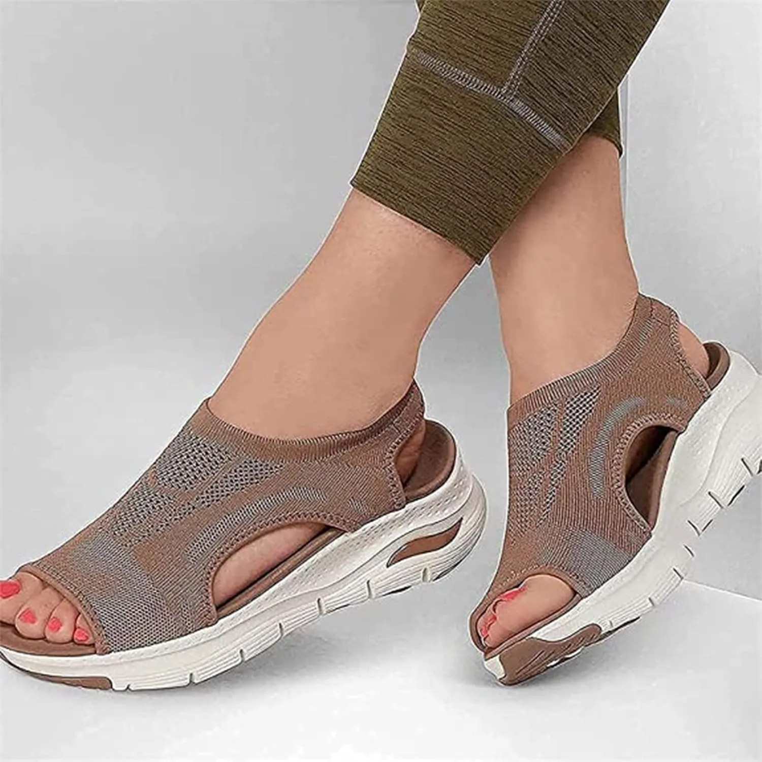Libiyi - Libiyi Sandals Women, Libiyi Women's Comfy Orthotic Sandals, Libiyi Peep Toe Cutout Zipper Chunky Heeled Sandals