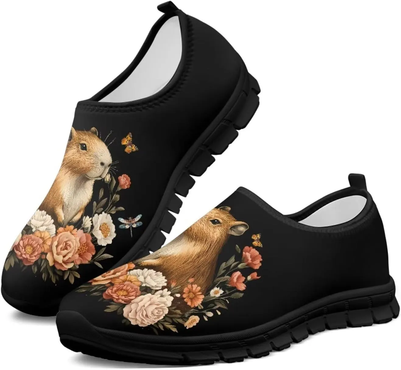 Lightweight Walking Shoes for Women Breathable Mesh Painted Shoes Non-Slip Sports Sneakers Casual Fashion Loafers US Size 5.5-11.5