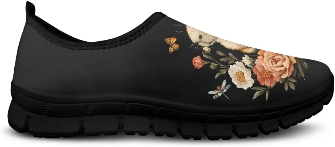 Lightweight Walking Shoes for Women Breathable Mesh Painted Shoes Non-Slip Sports Sneakers Casual Fashion Loafers US Size 5.5-11.5
